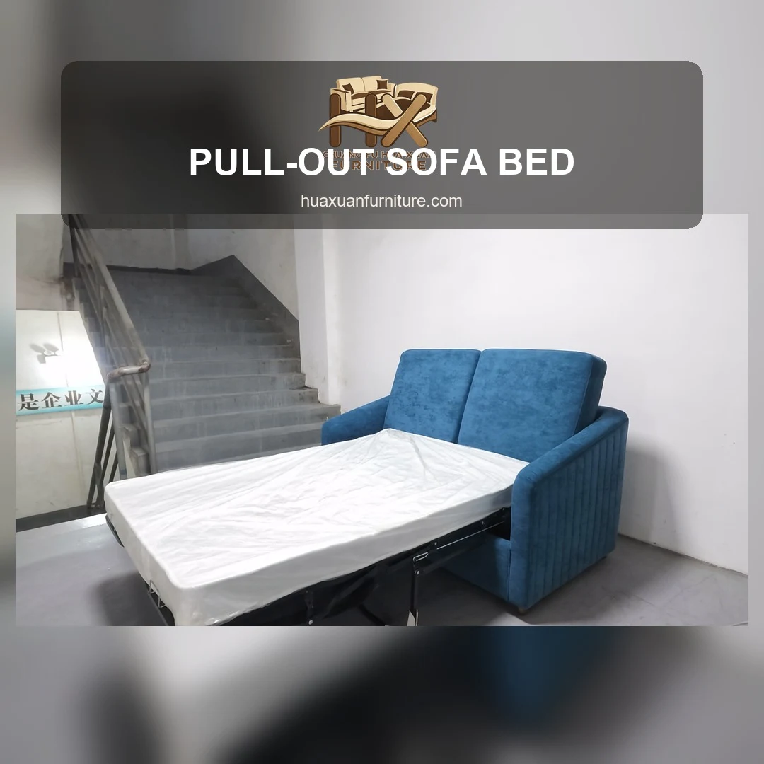 Blue Pull-out Sofa Bed Function Review poster