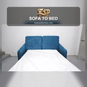 Square cover image for blue sofa bed conversion to sleeping mode video.