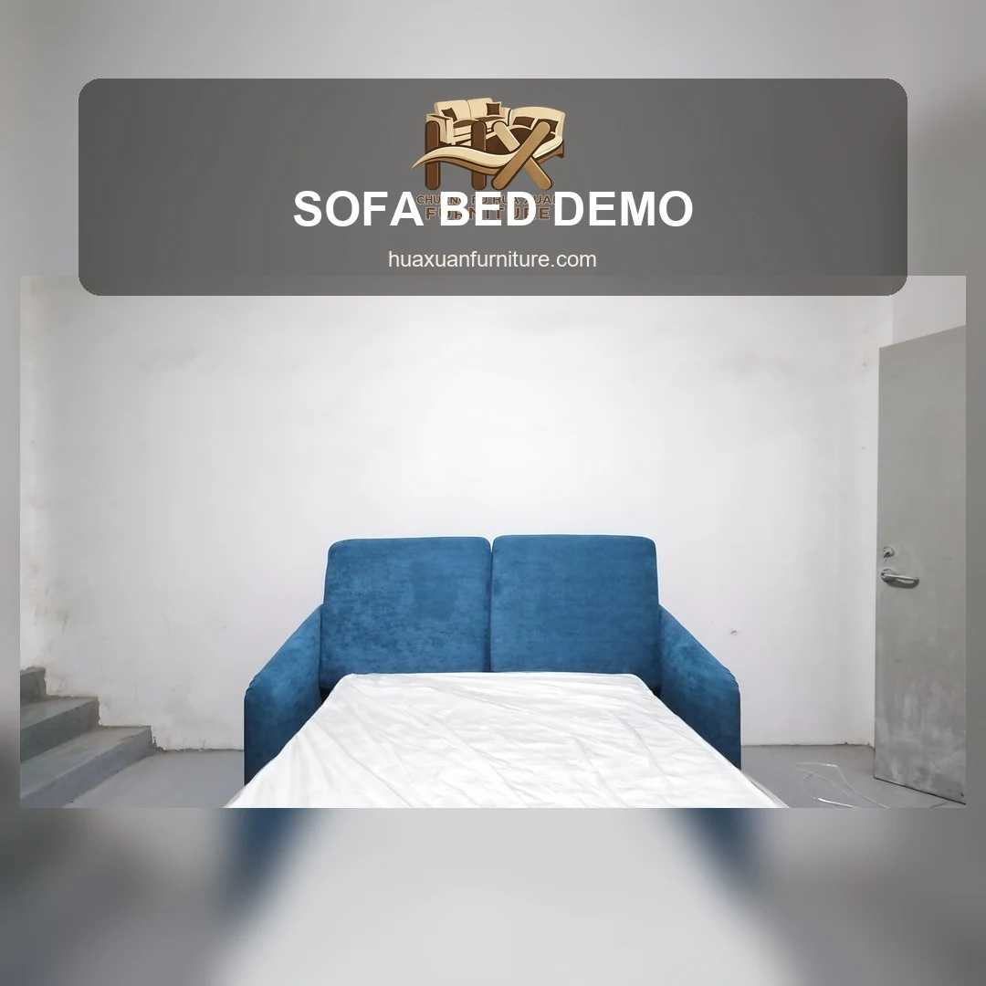 Blue Sofa Bed Demo for Hotel Rooms poster