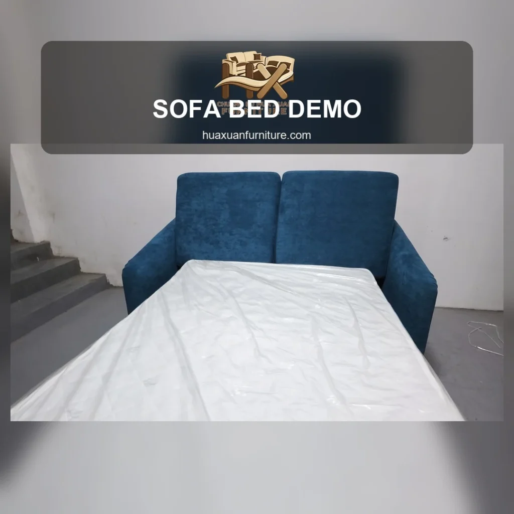 Square cover image for blue sofa bed open layout display video.