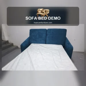 Square cover image for blue sofa bed open layout display video.