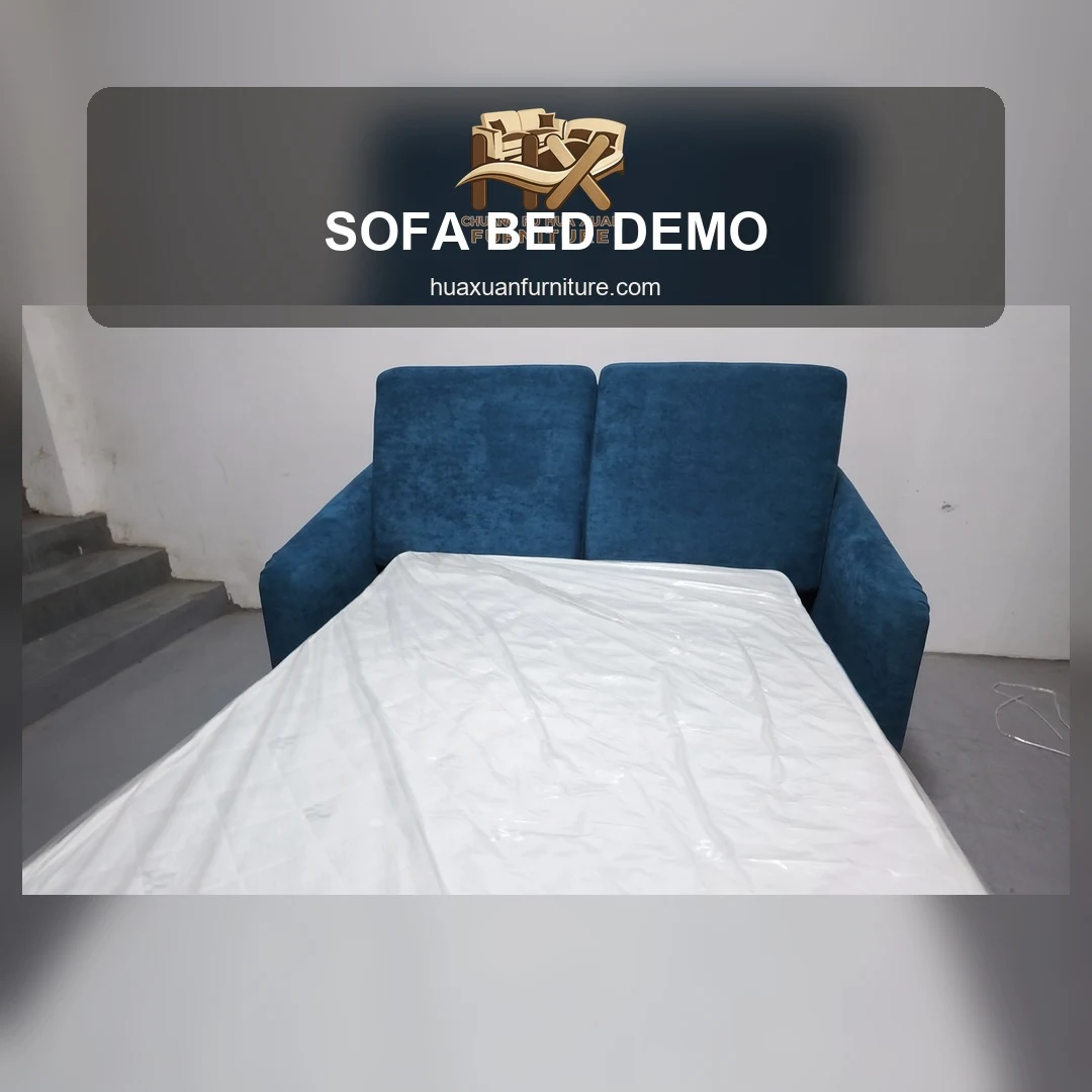Blue Sofa Bed Open Layout Display poster