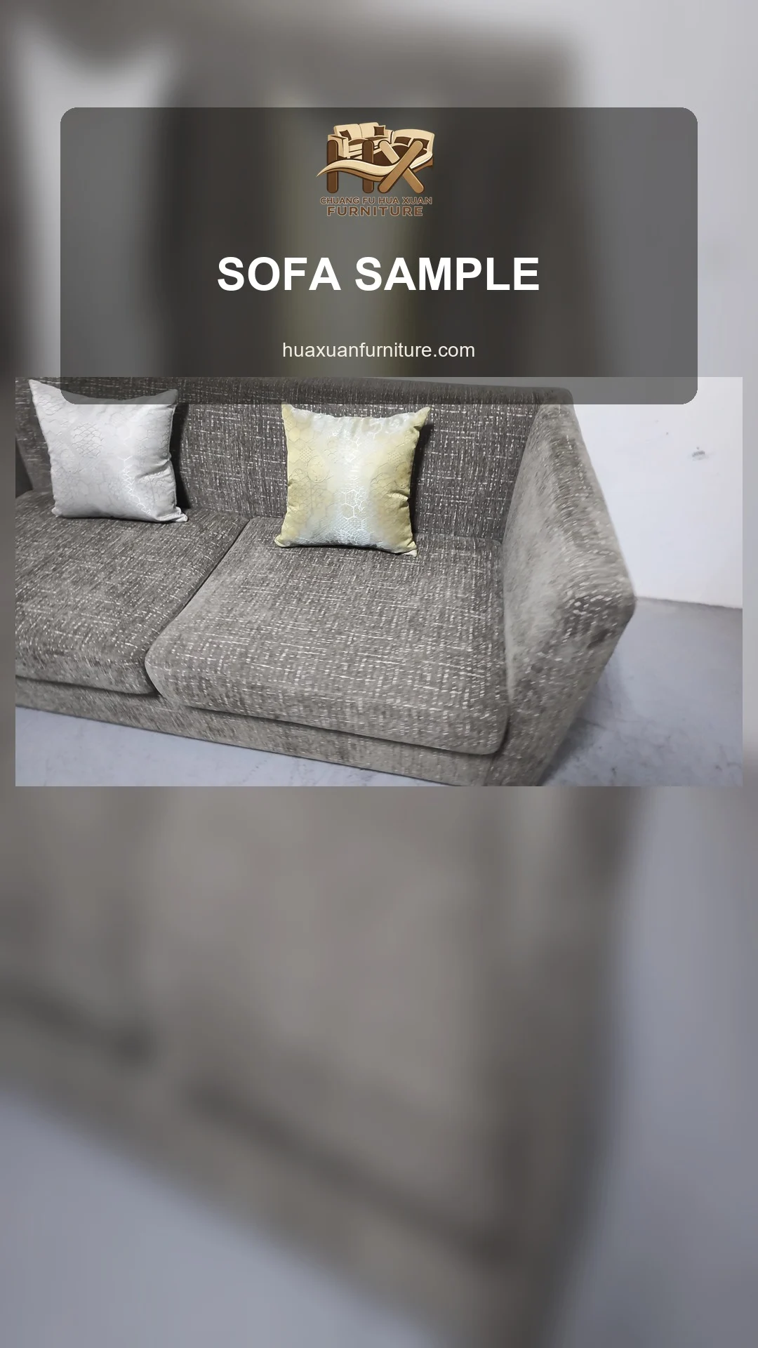 Gray Sofa Sample Display for Project Buyers poster