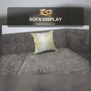 Square cover image for gray sofa upholstery detail display video.