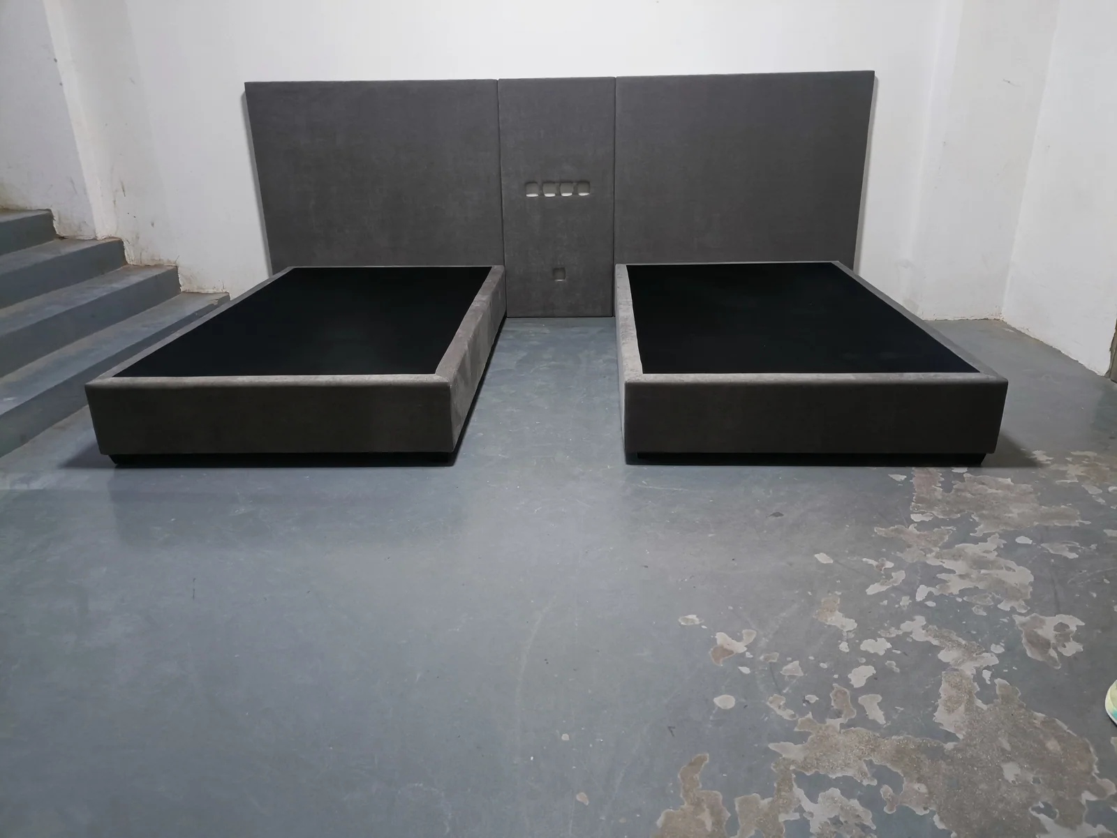 Black Panel Bed Frame for Apartment Furniture Programs for apartment project, hotel guestroom, wholesale program furniture projects