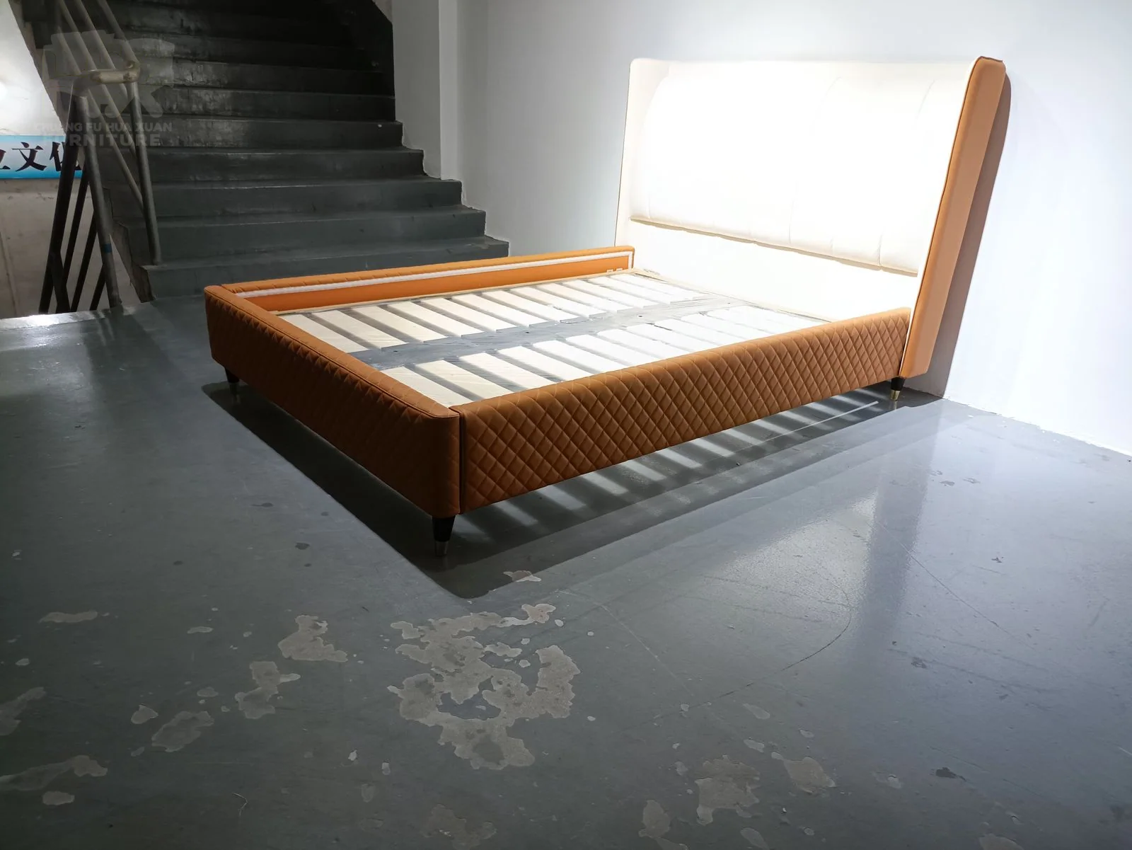 Brown Upholstered Bed Frame for Apartment Bedroom Programs for apartment project, villa project, wholesale program furniture projects