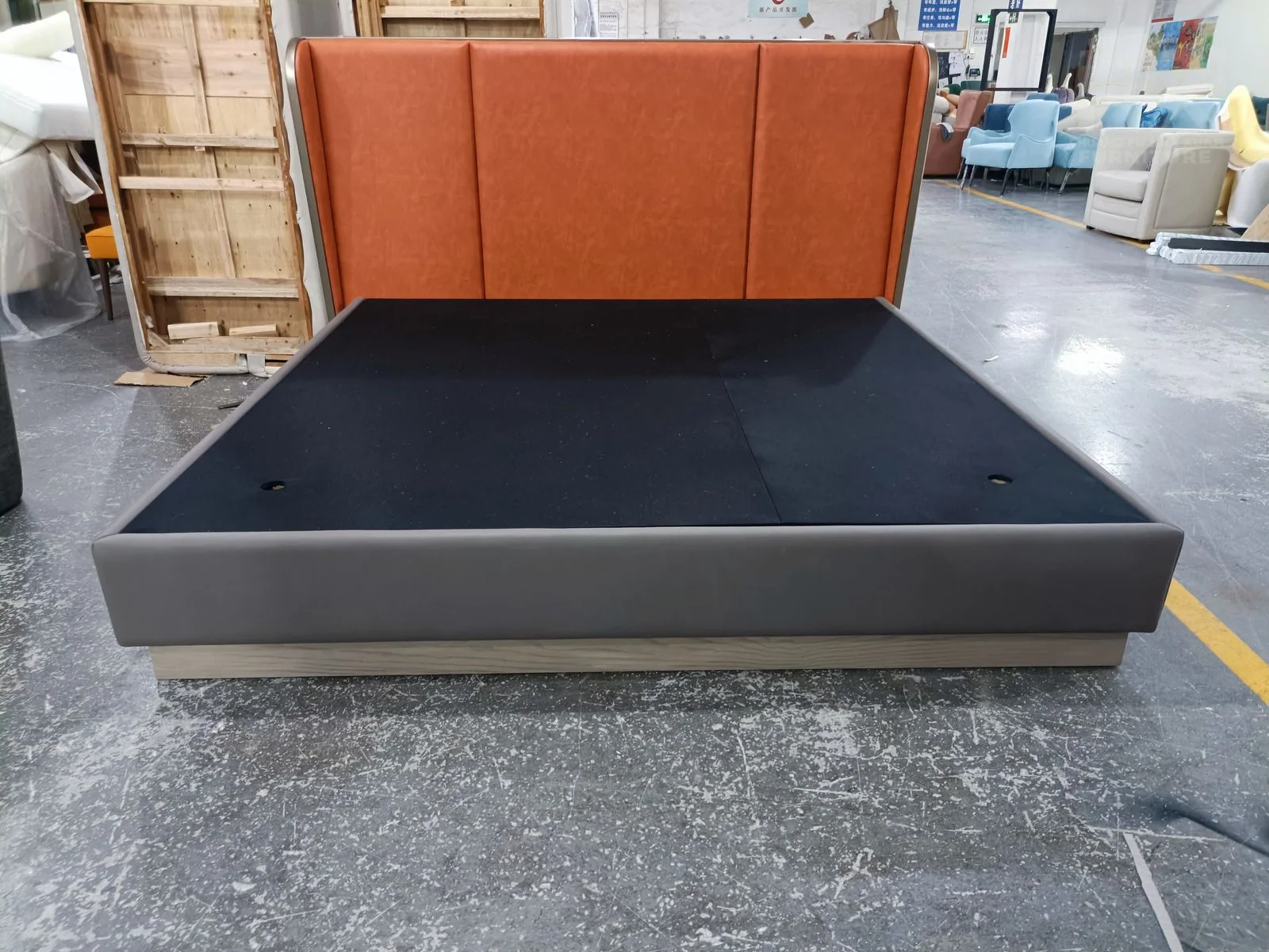 Orange Panel Headboard Bed for Boutique Hotel Rooms for boutique hotel, apartment project, villa bedroom furniture projects