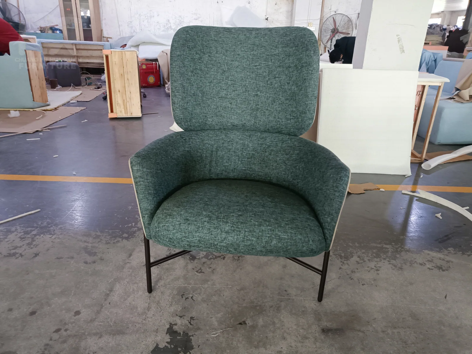 Green Wingback Lounge Chair for Commercial Waiting Areas for commercial space, hotel lobby, office lounge furniture projects