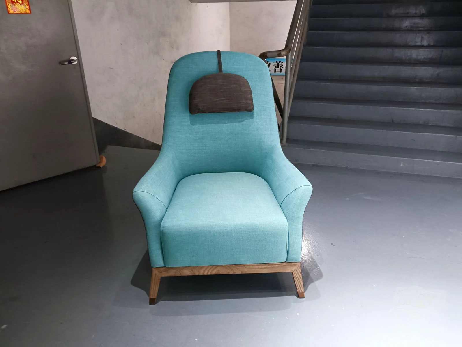 Aqua Upholstered Chaise Chair for Hotel Suite Corners for hotel suite, apartment bedroom, commercial lounge furniture projects