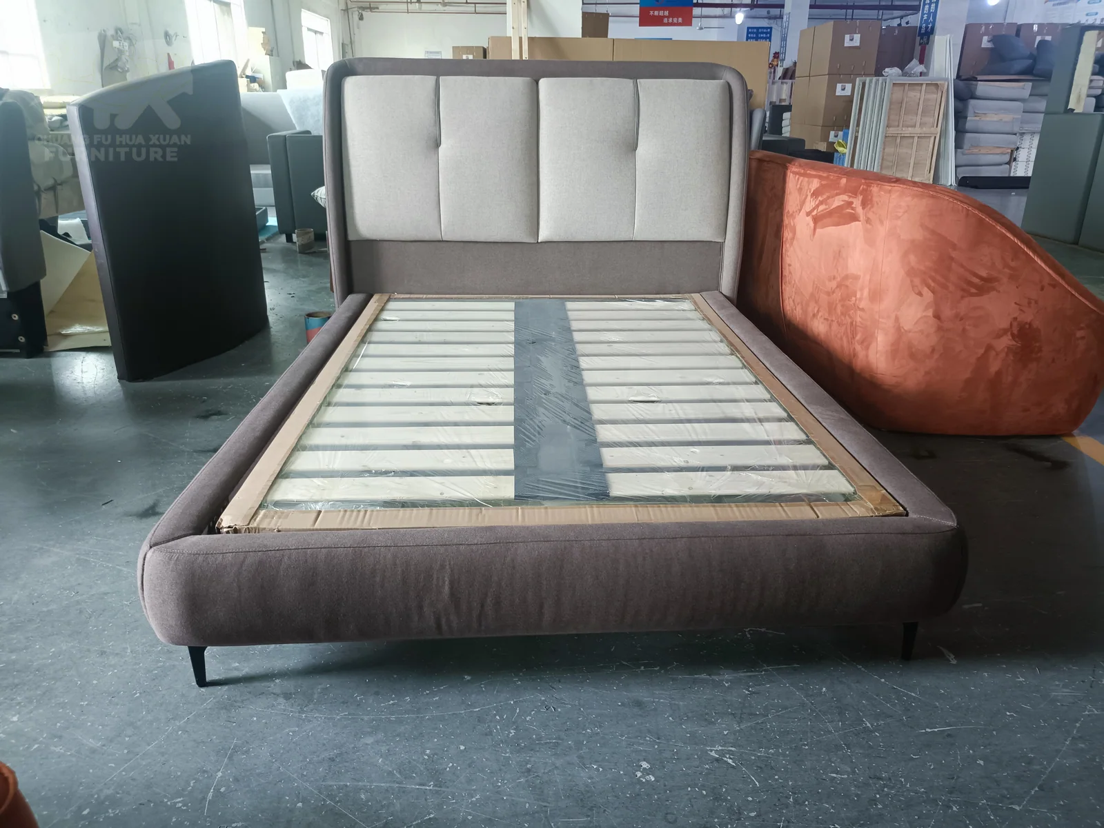 Grey Fold-Out Sofa Bed for Apartment Furniture Programs for apartment project, rental property, wholesale program furniture projects