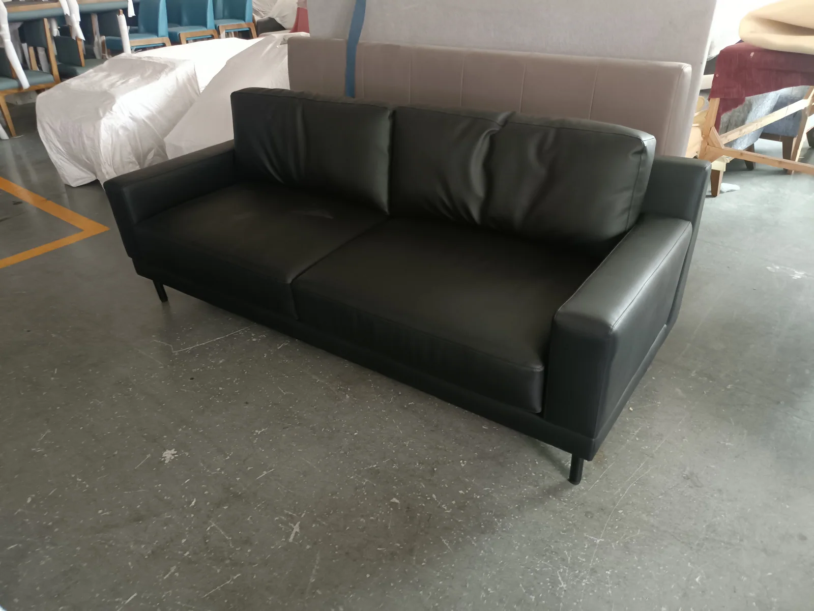 Black Leather-Look Sofa for Office Lounge Projects for office lounge, reception area, commercial space furniture projects