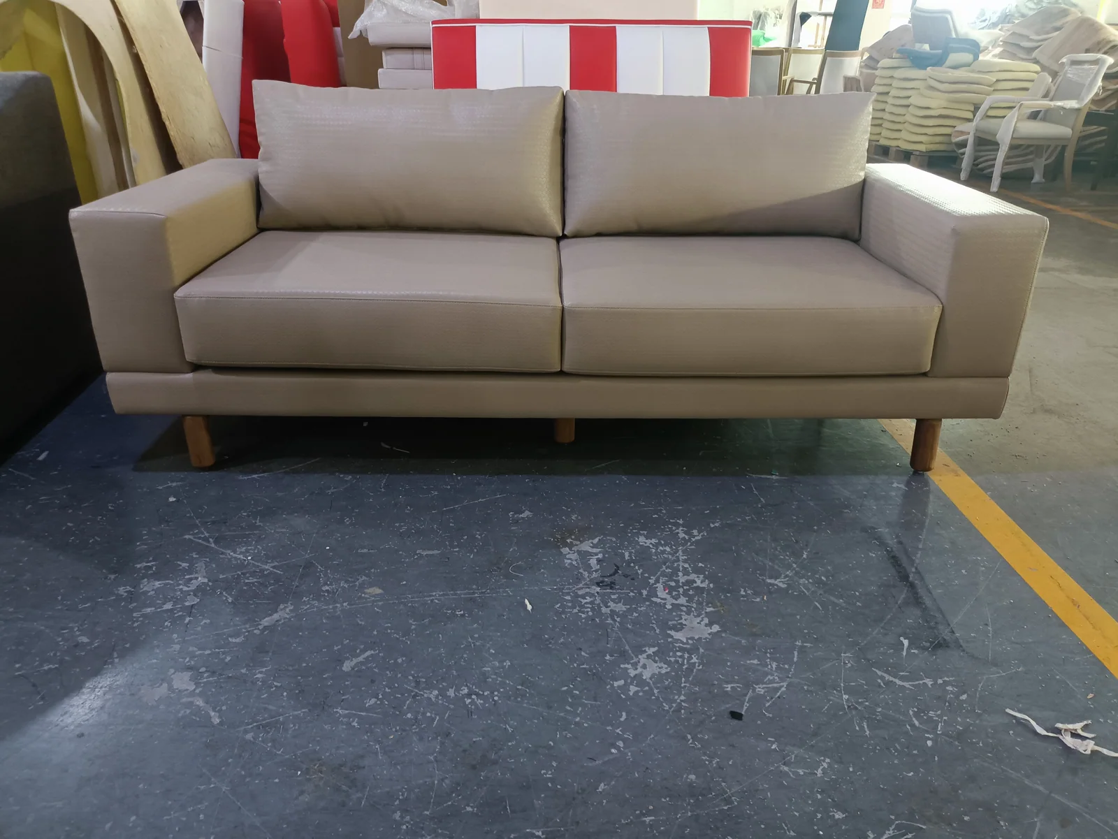 Beige Upholstered Sofa for Apartment Living Areas for apartment project, villa project, wholesale program furniture projects