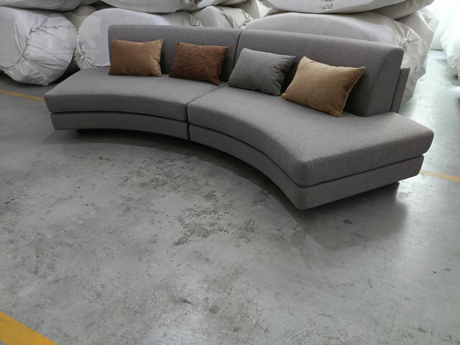 Grey Curved Sectional Sofa for Commercial Lobby Projects for commercial lobby, hotel lounge, apartment clubhouse furniture projects