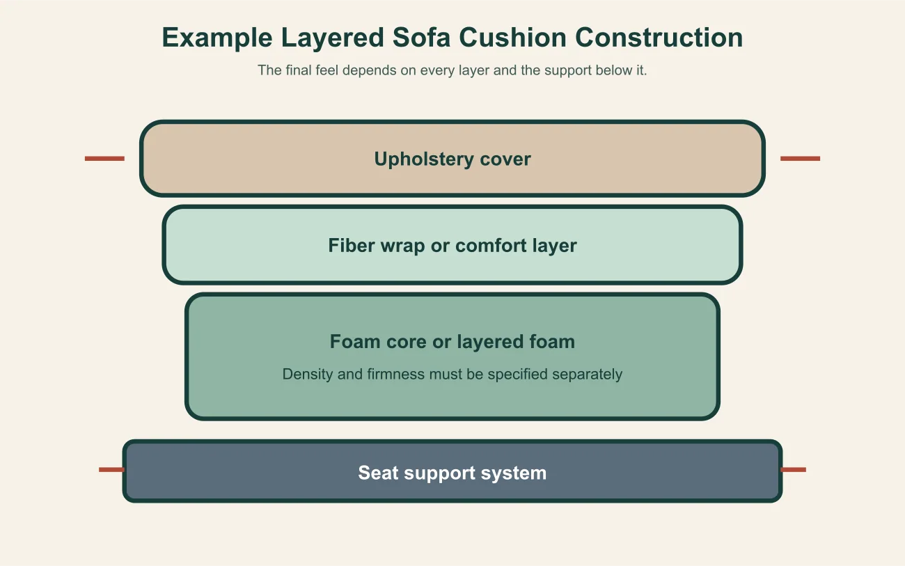 Sofa cushion filling guide layered foam diagram