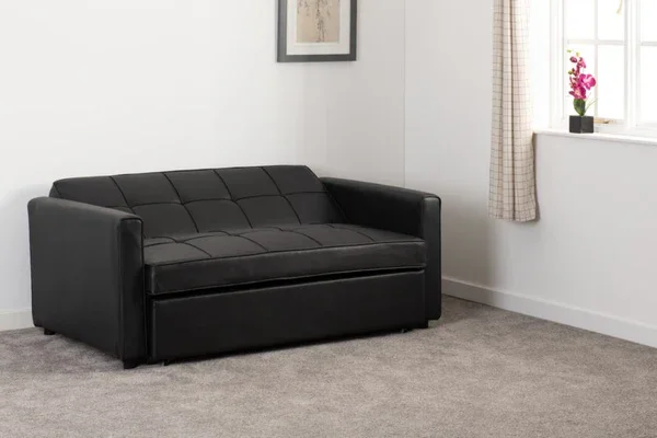 Modern black sleeper sofa in closed position Modern black sleeper sofa in closed position