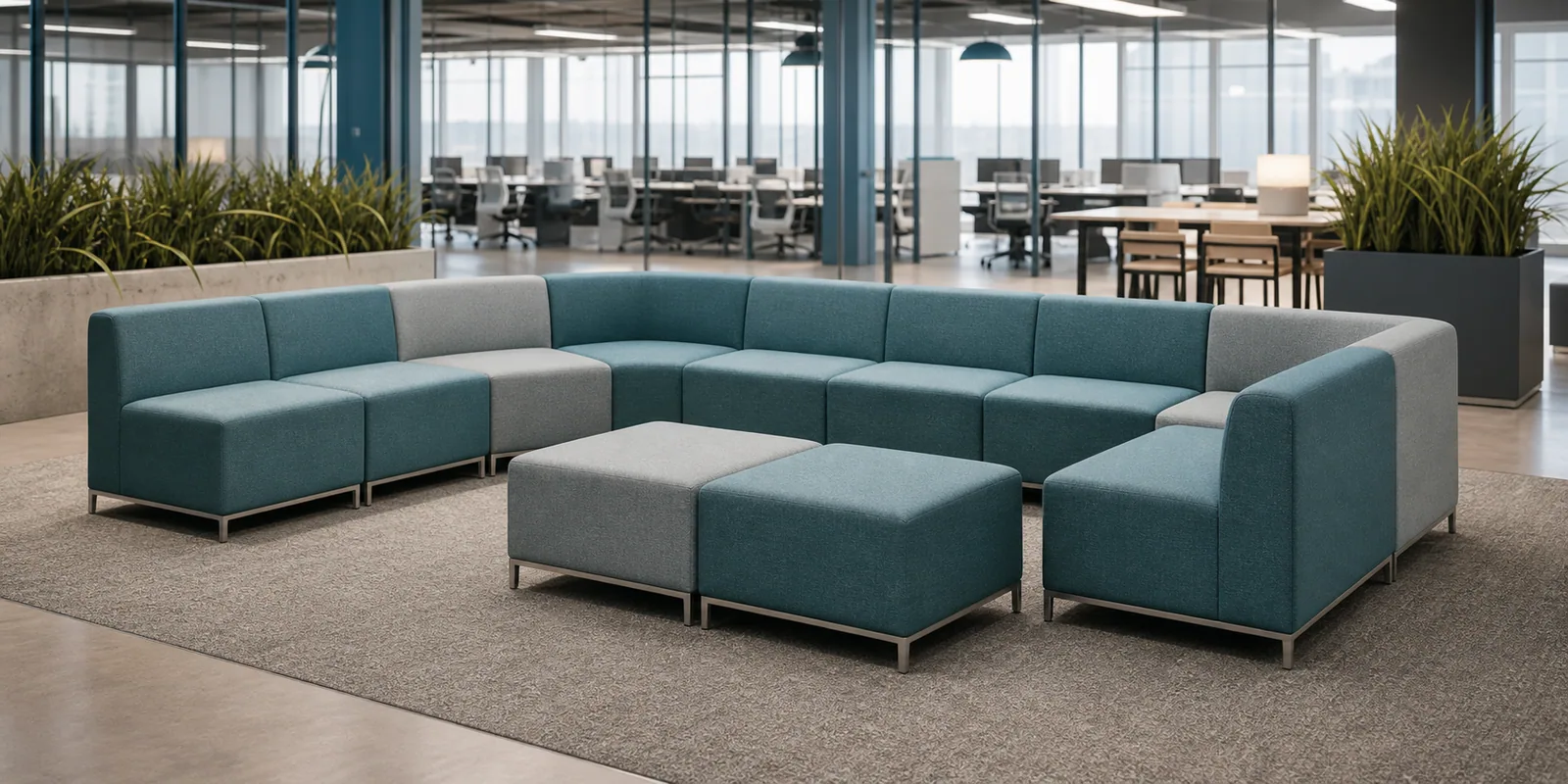 Modular office sofa in breakout area Modular office sofa guide for a breakout area
