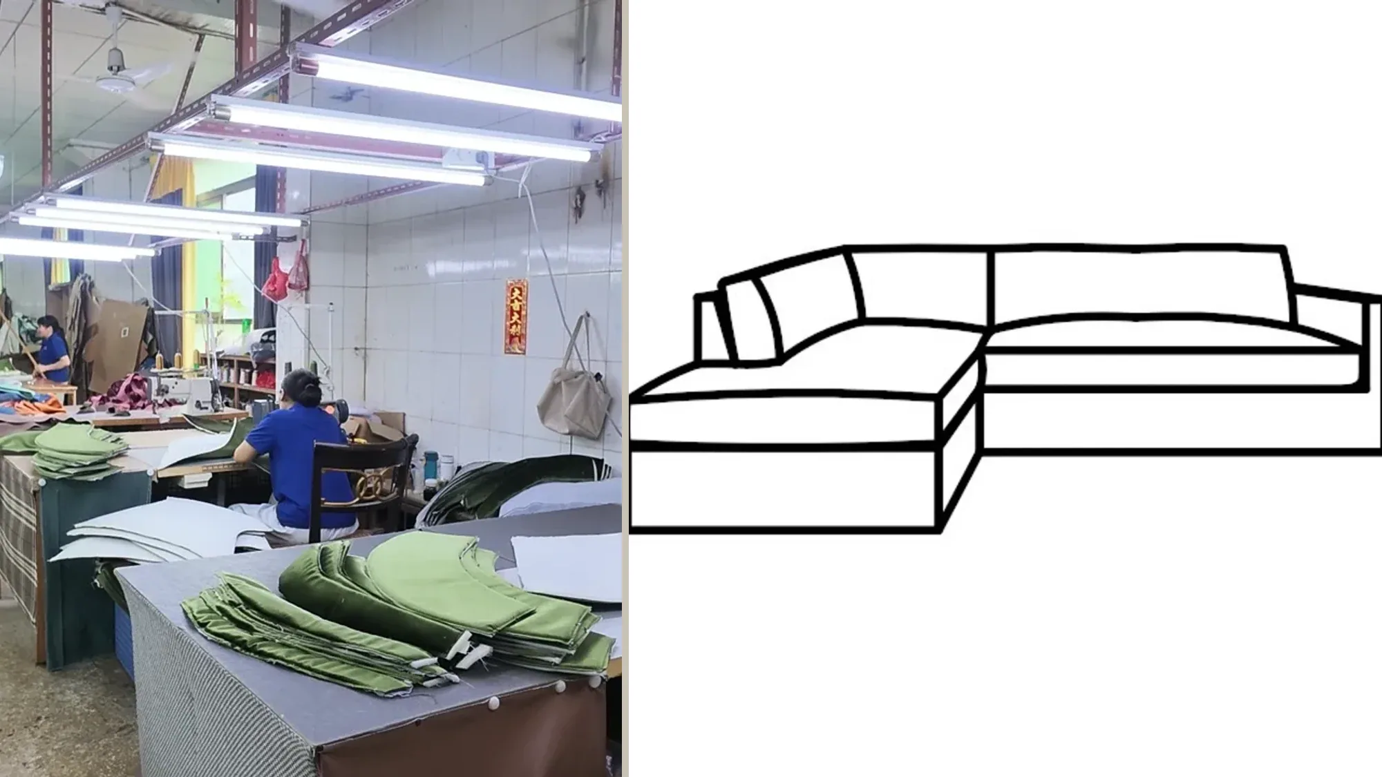 OEM furniture development with technical sofa drawing and HUAXUAN upholstery production