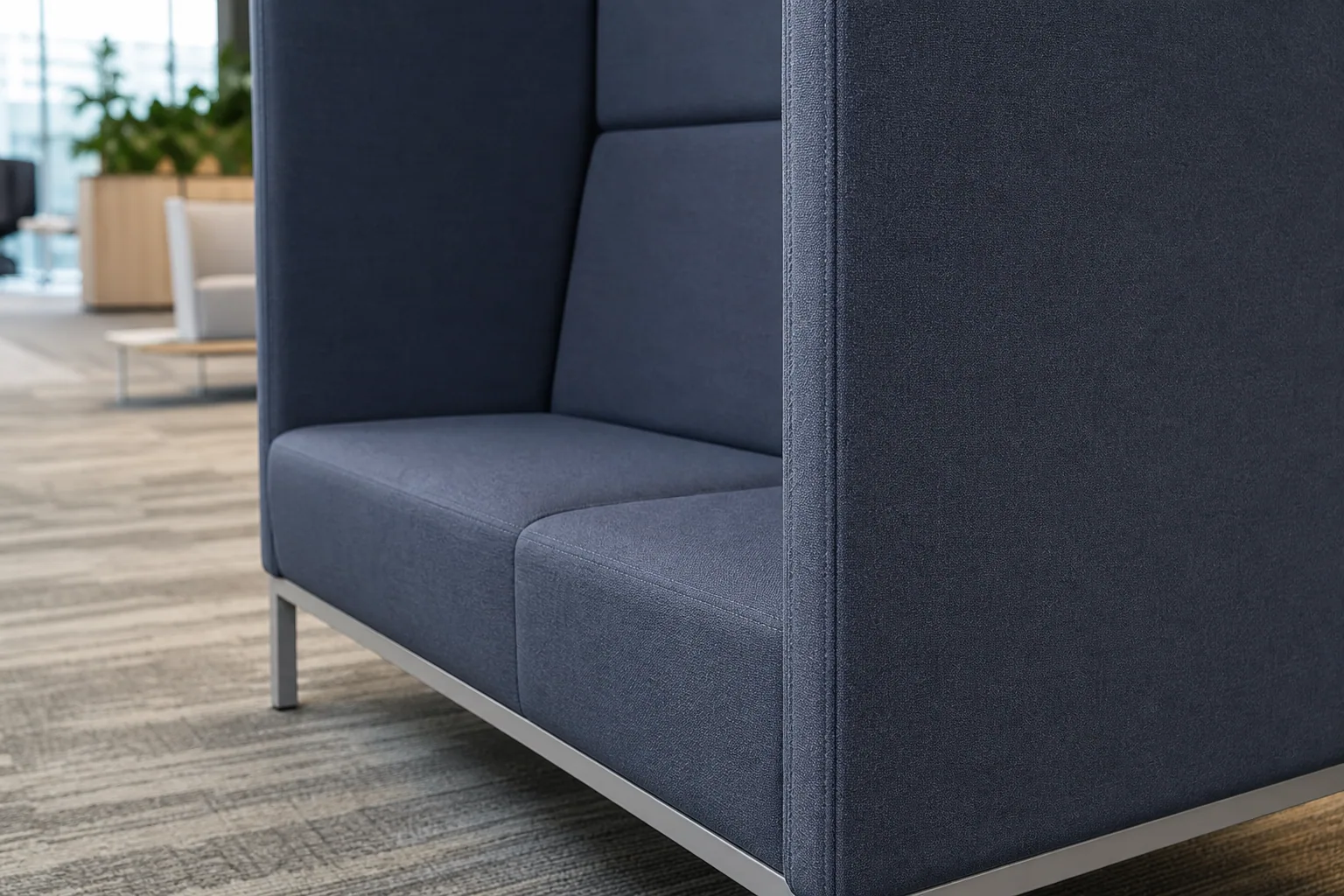 Office sofa upholstered privacy panel detail