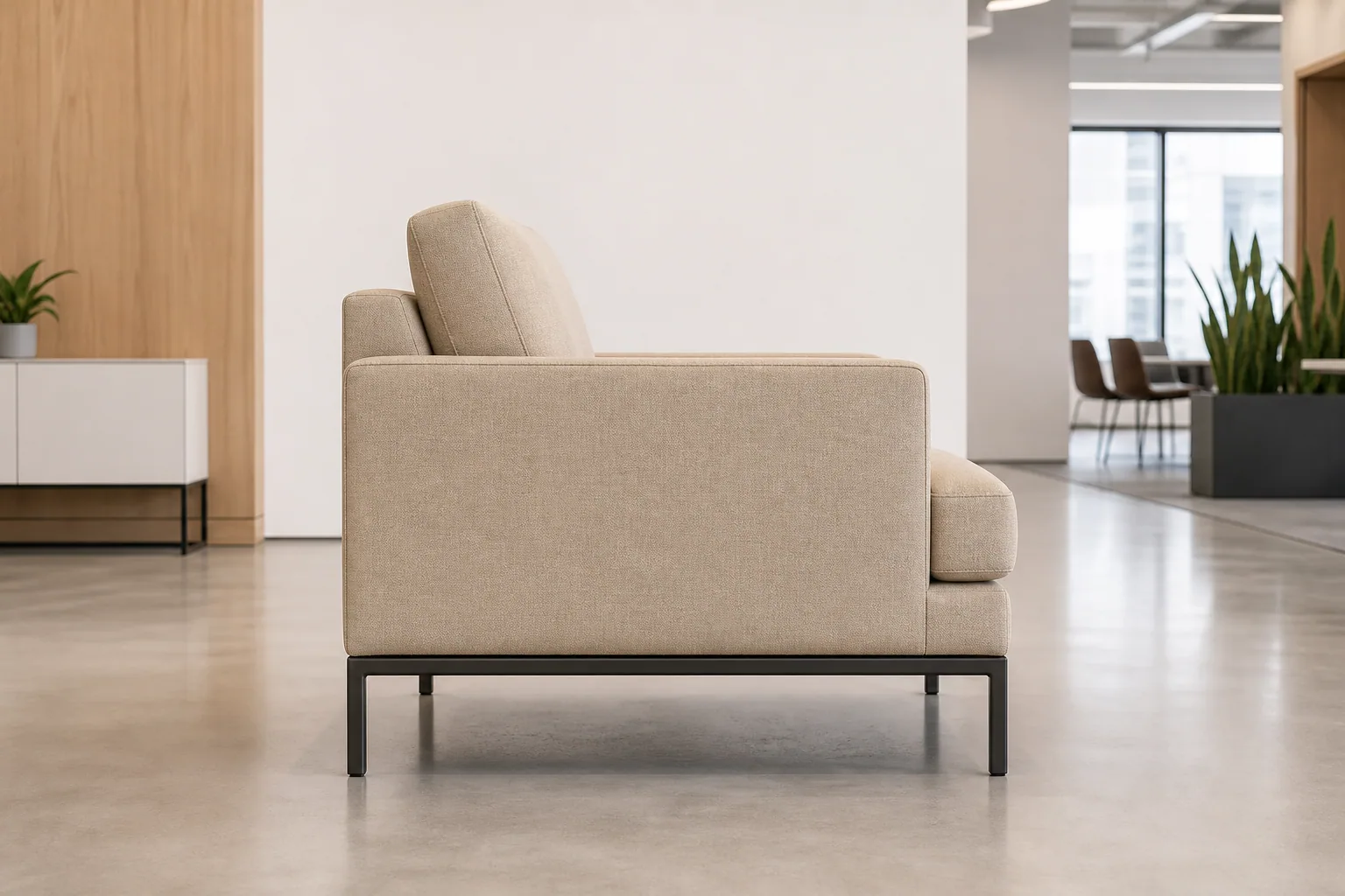 Office sofa seat and back proportions in side view