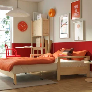 Queen sofa bed opened in room scene showing sofa bed queen size dimensions