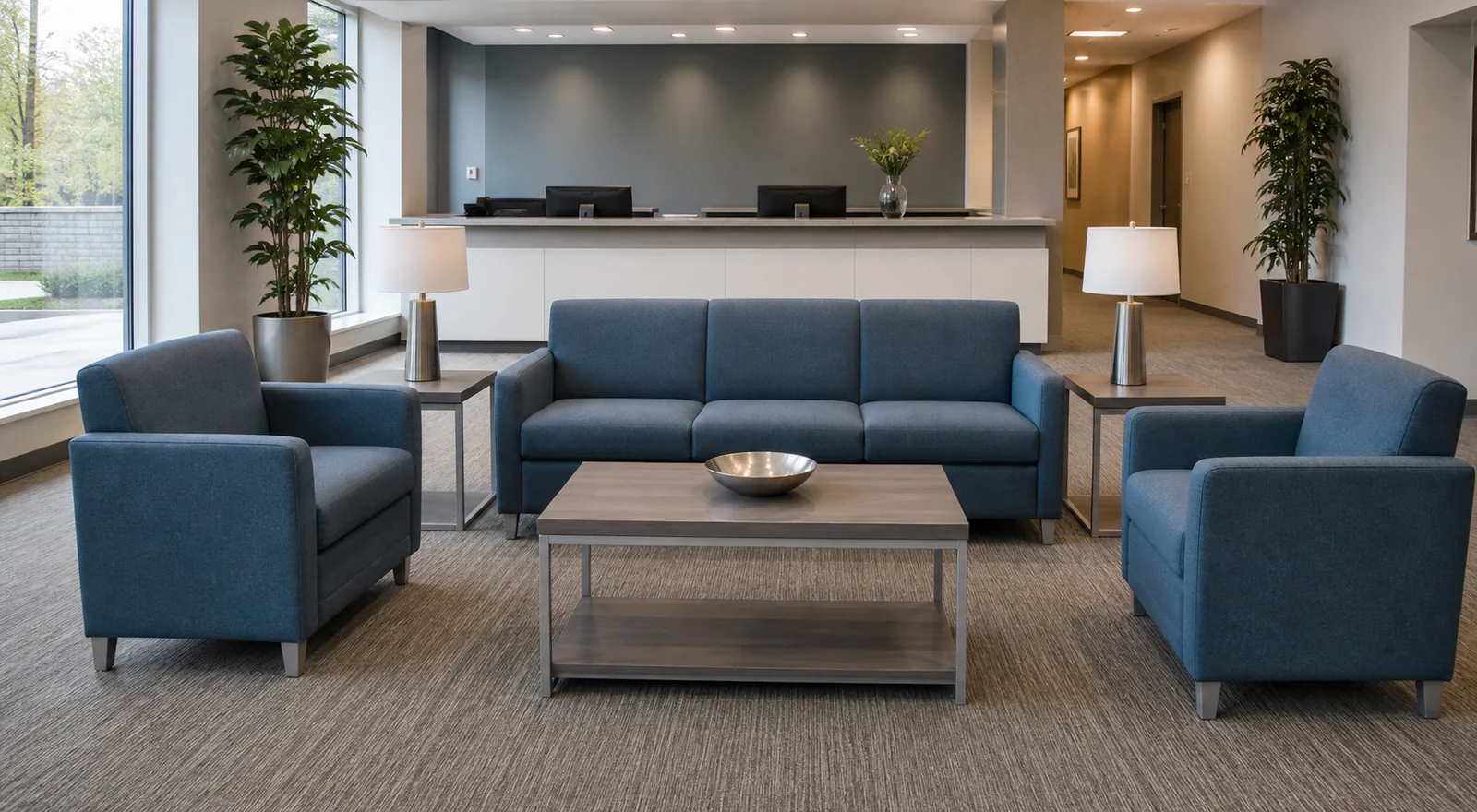 Reception sofa set and tables Reception sofa set with coffee table