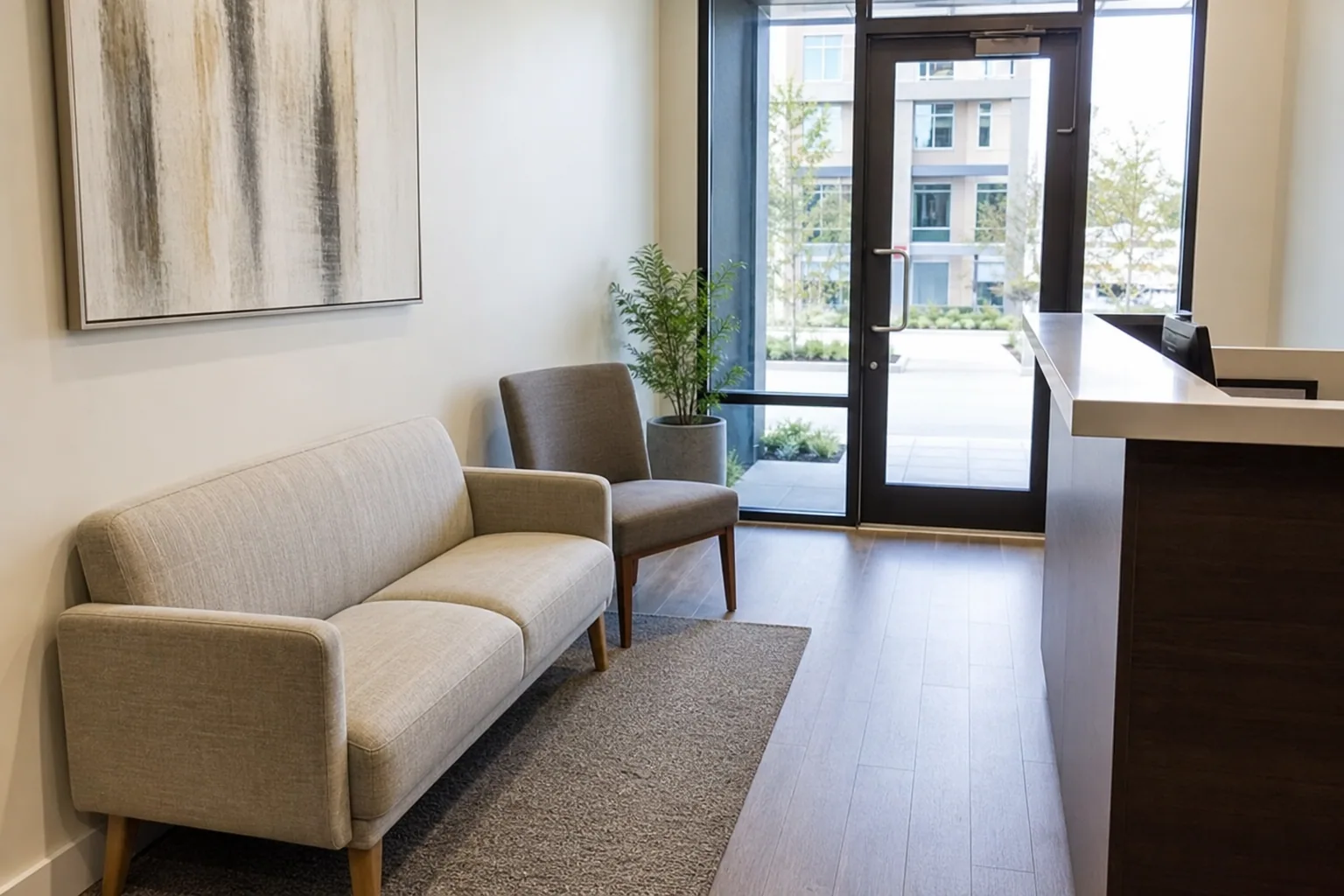 Compact office reception seating Small office reception sofa for compact waiting area