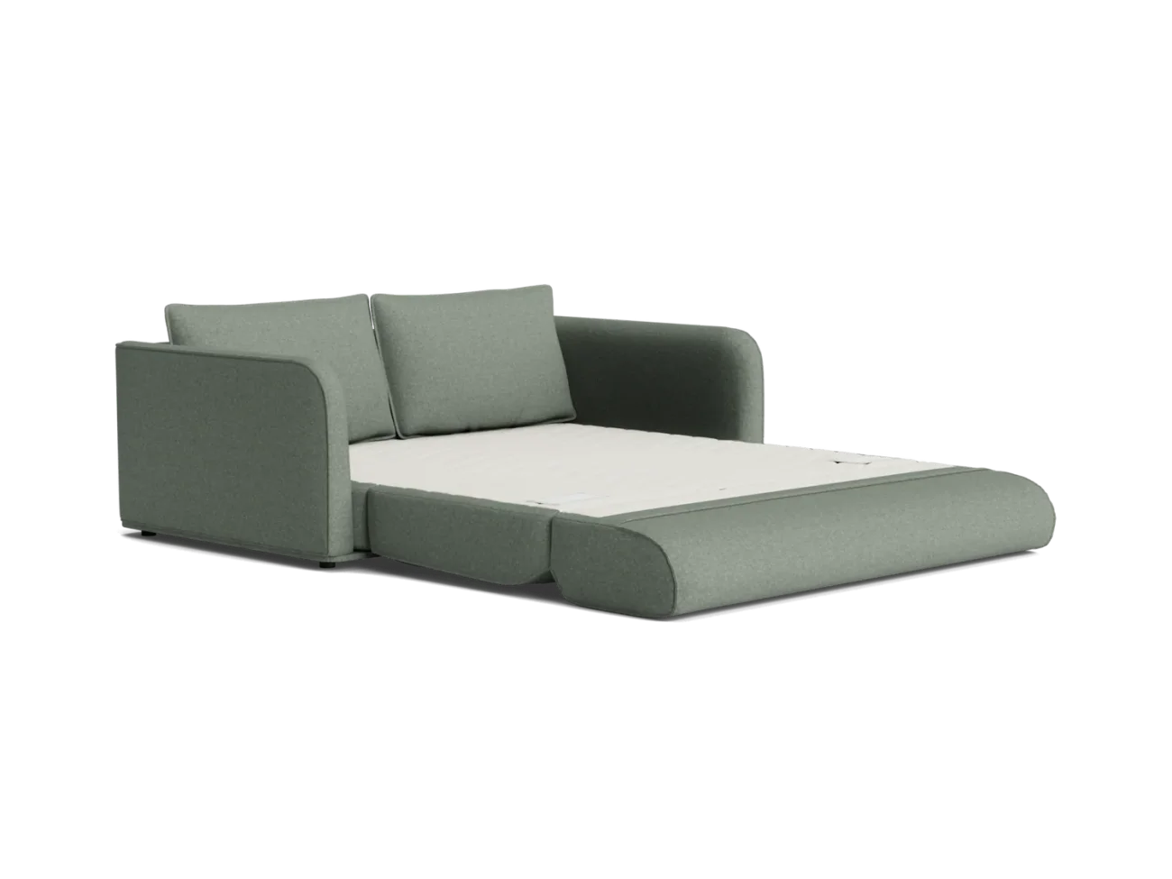 Sofa bed opened as sleeper in guest room