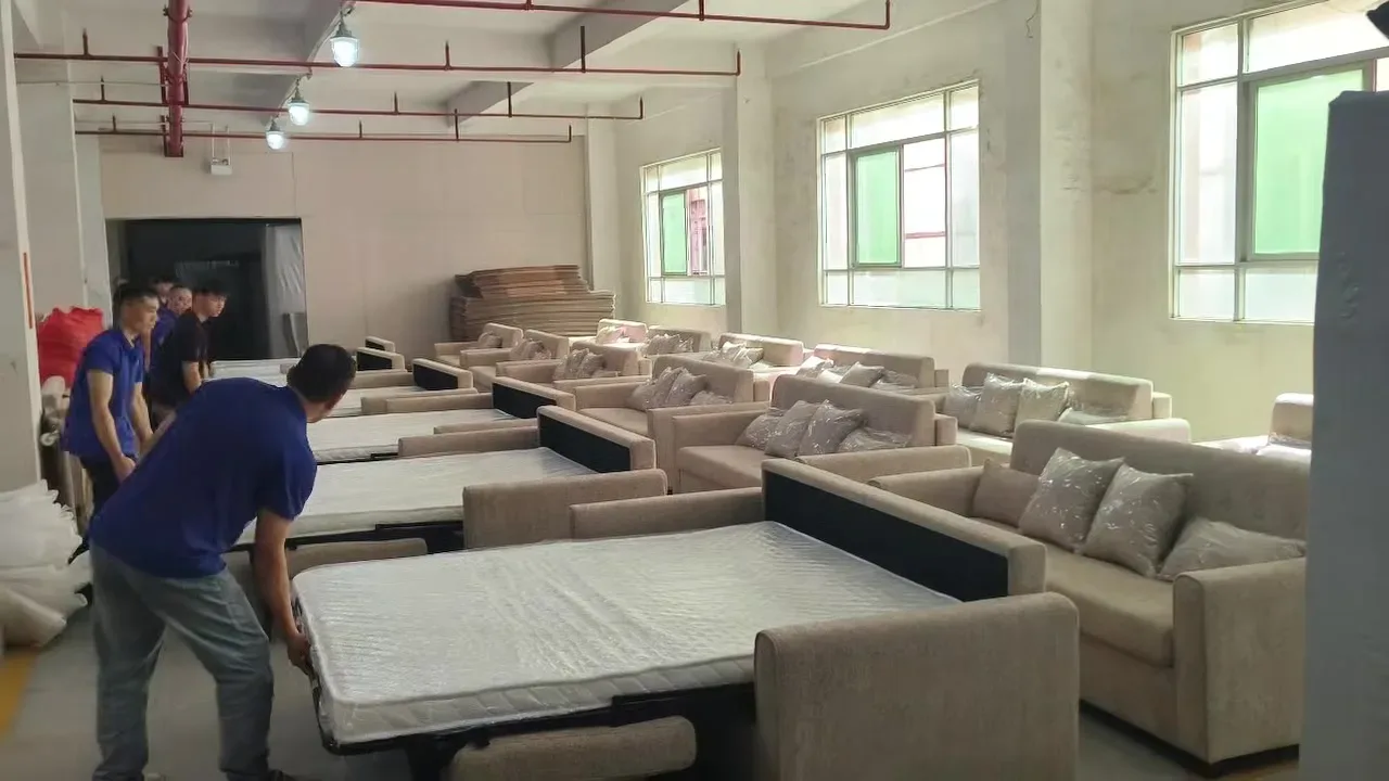 Sofa bed batch in closed mode Sofa bed batch in closed sofa mode before export packing