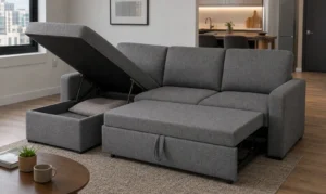 Sofa bed with storage in apartment