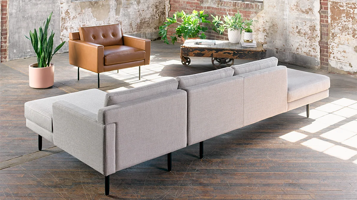 Sofa fabric panel and corner alignment detail