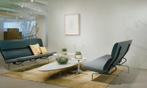 Sofa seat depth guide example in a commercial waiting lounge
