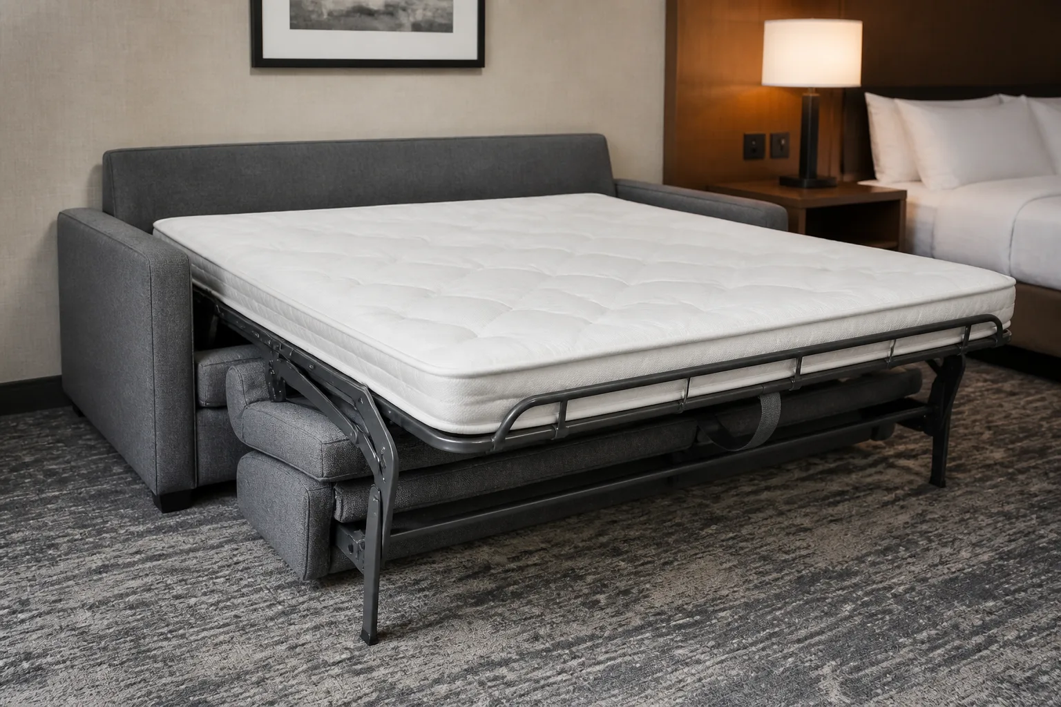 Commercial sofa bed weight Commercial pull-out sofa bed showing the mechanism that affects weight