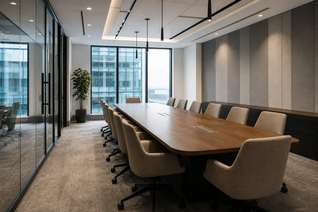 How to choose chairs for a conference room with a commercial table and clear circulation