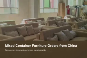 Mixed furniture cartons staged by SKU for container loading