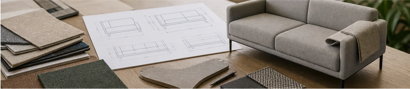 Office seating sample review Office sofa sample with drawings and upholstery swatches for approval