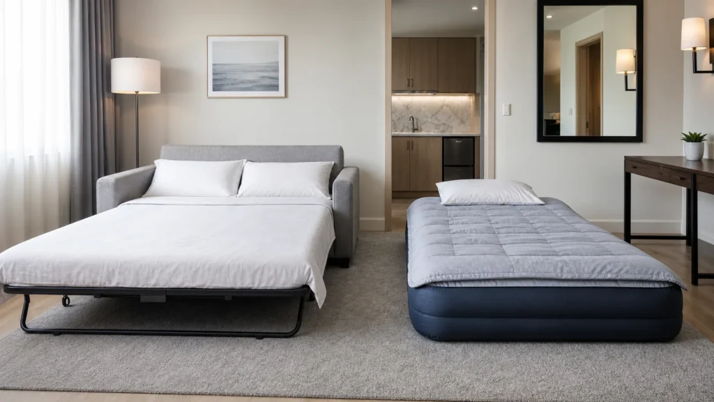 Sleeper sofa vs air mattress comparison for guest accommodation