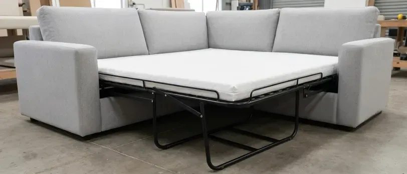 Sofa bed sleeping surface and support frame detail for investment review
