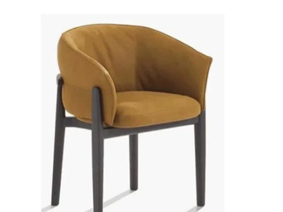 Upholstered dining chair detail for a round dining table