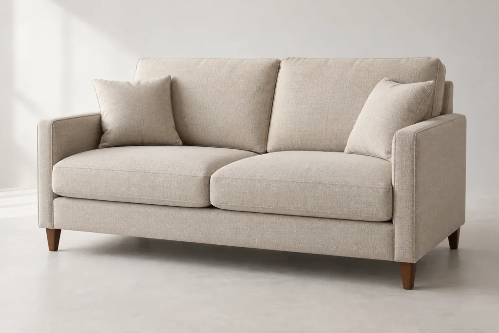 2 seater vs 3 seater sofa comparison: straight two-seat upholstered sofa