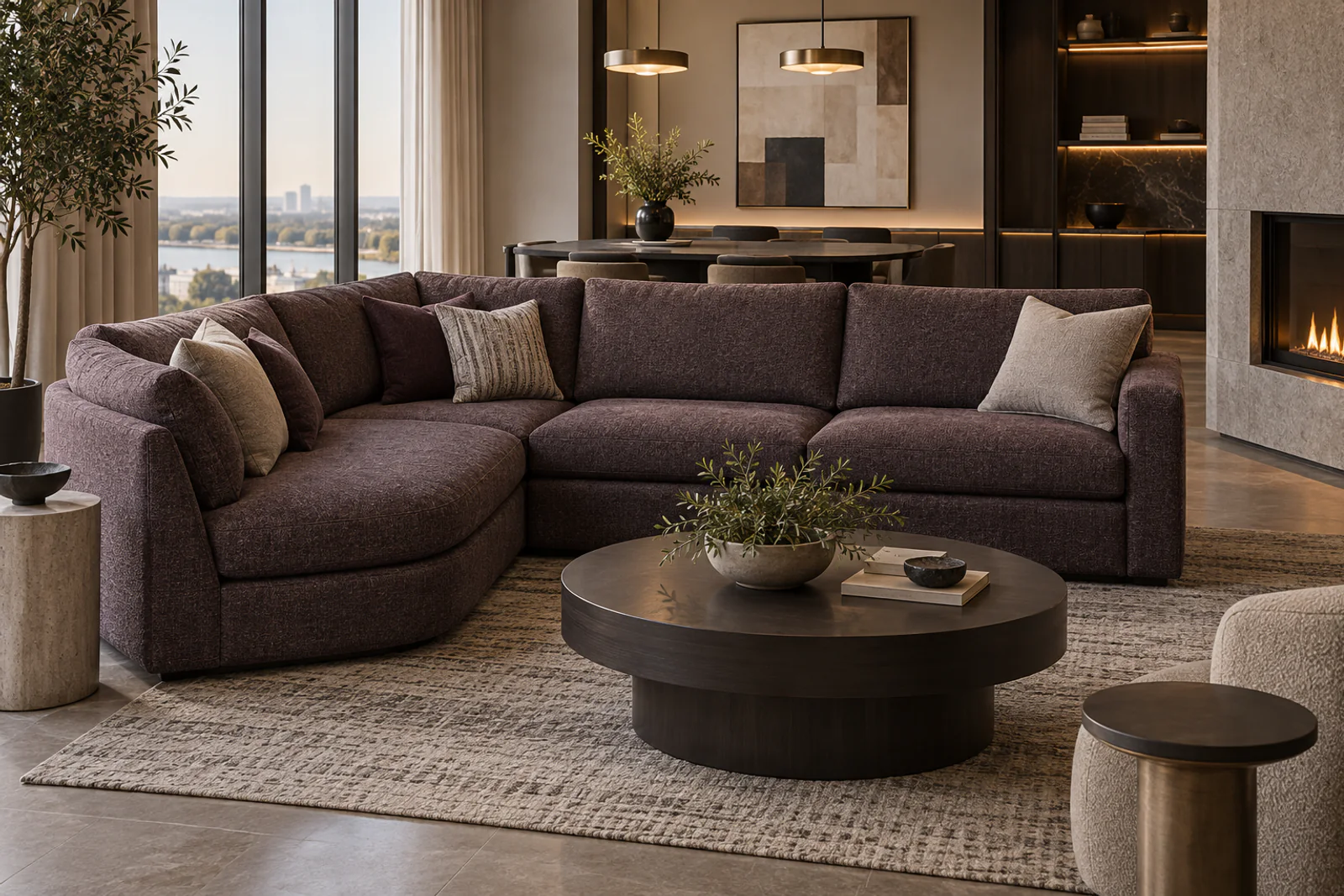 Cuddler sectional in a hospitality lounge Cuddler sectional sofa in a modern hospitality lounge