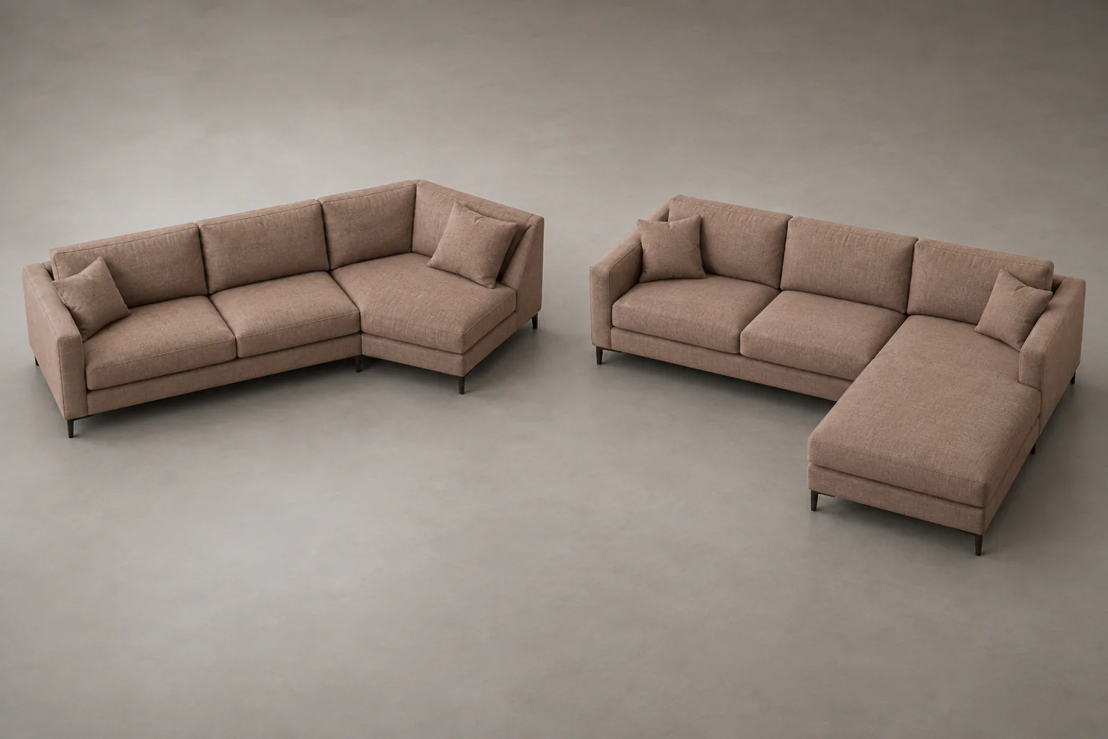 Cuddler and chaise comparison Matching sectional sofas comparing a wide cuddler end with a long chaise