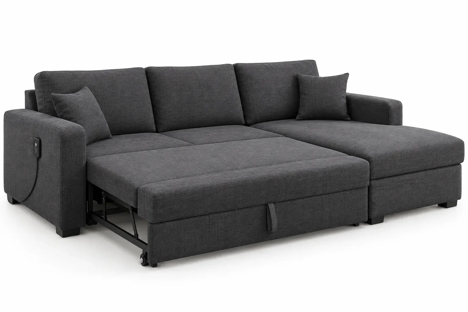 Charcoal sectional powered sleeper concept with extended platform