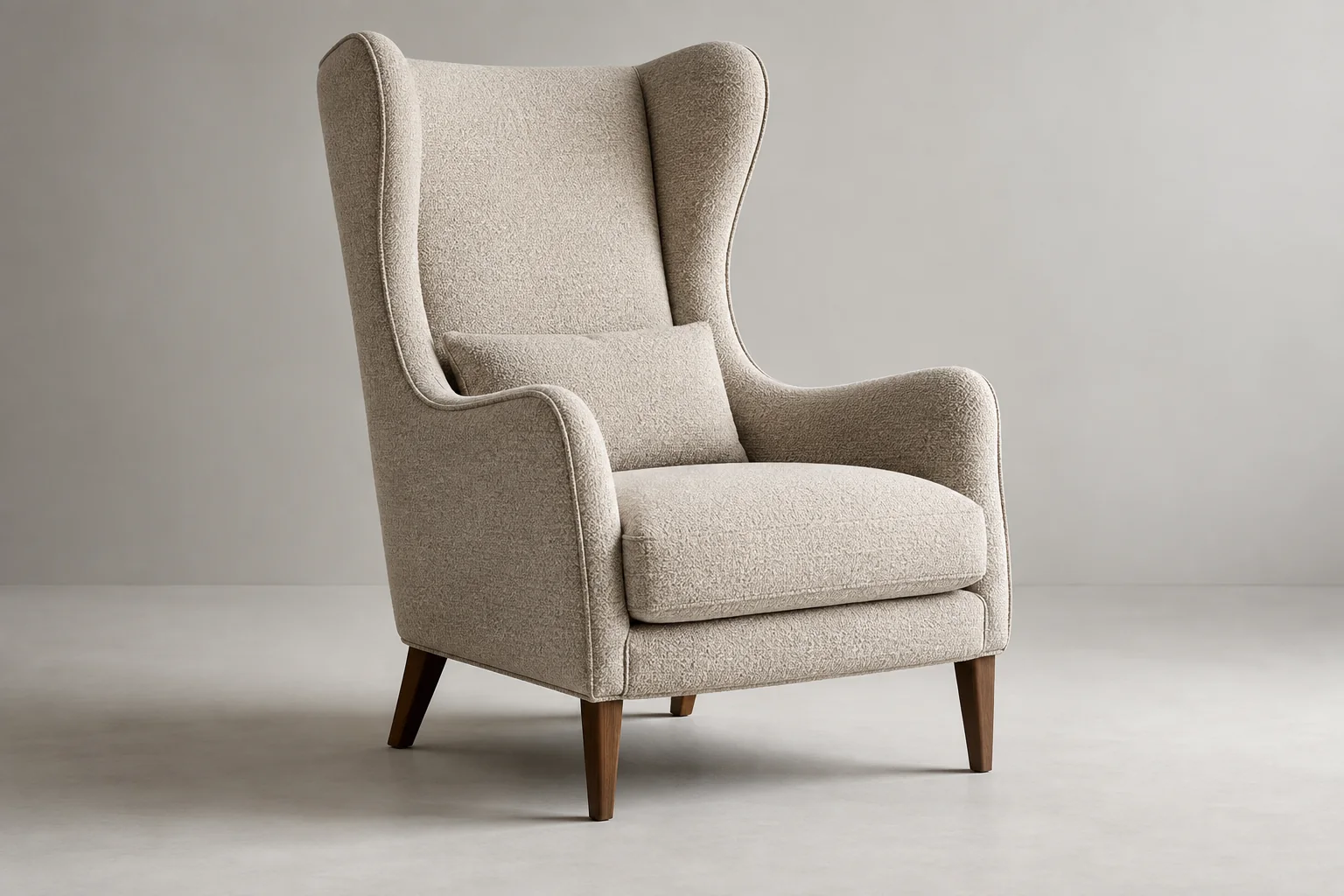 High back wingback lounge chair with tall back profile