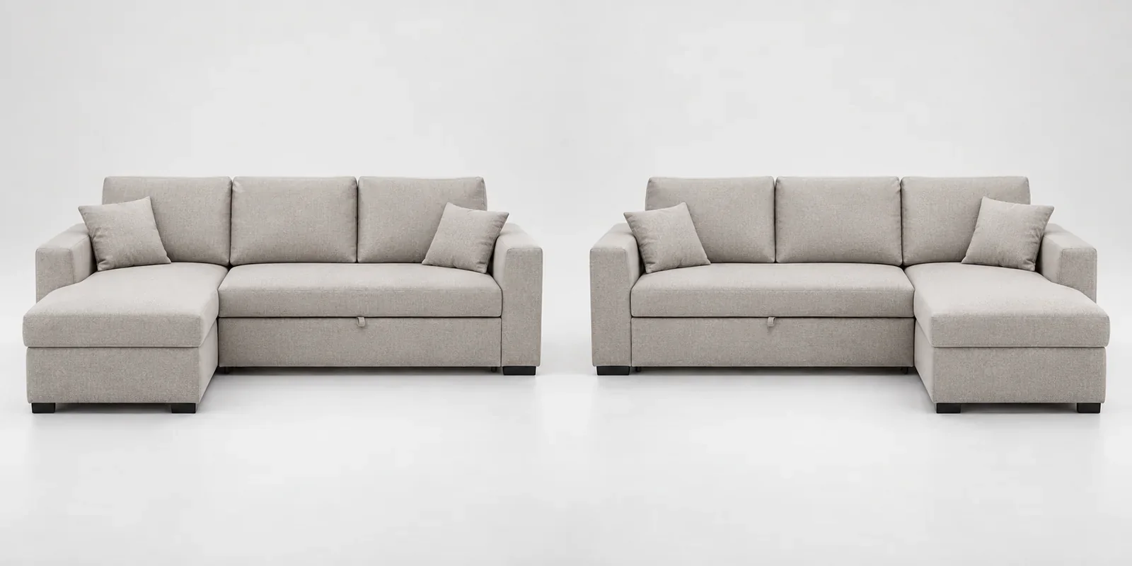 Left and right facing chaise sofa bed configurations