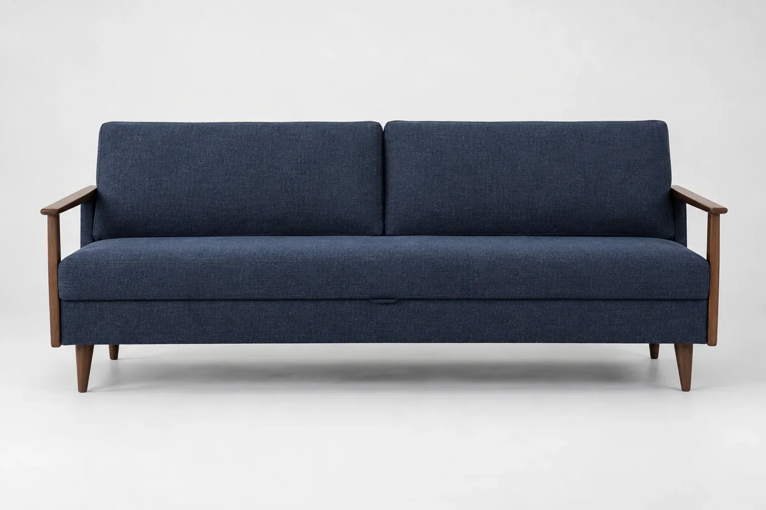 Low profile navy mid century modern sofa bed
