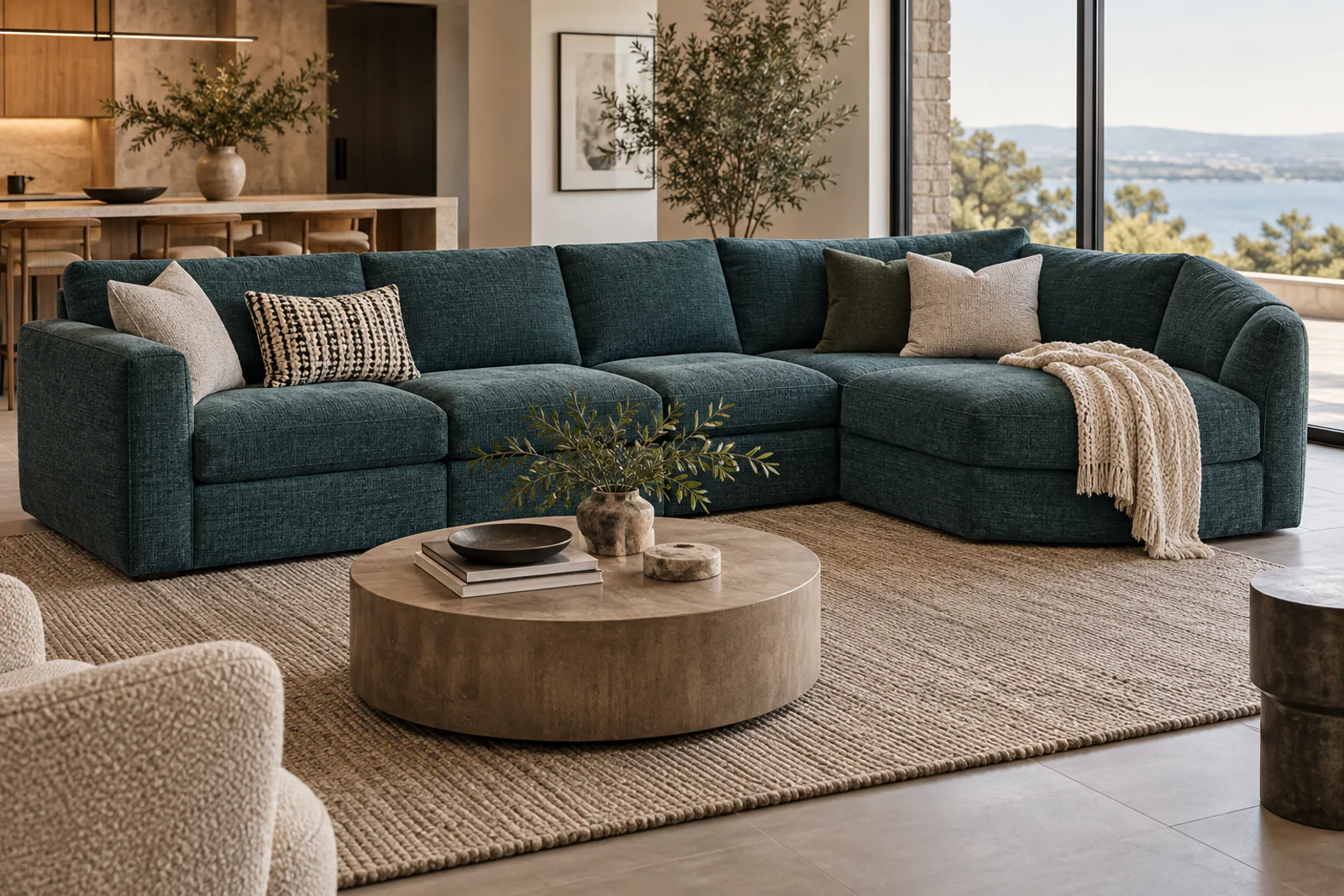 Sectional sofa with cuddler Modern sectional sofa with a wide curved cuddler end