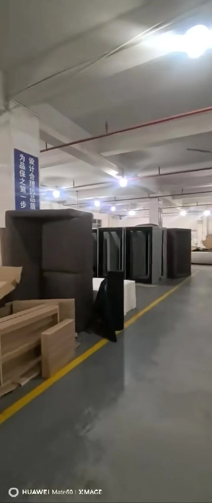 Compact sofa bed mechanism folded for workshop handling