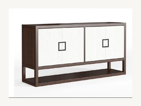Two-tone open-base sideboard with four doors and lower shelf