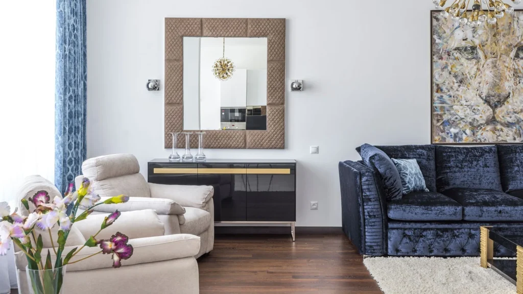 Application reference: a sofa and upholstered armchairs in a bright living room