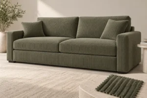 Corduroy sleeper sofa concept with distinct wide-wale upholstery